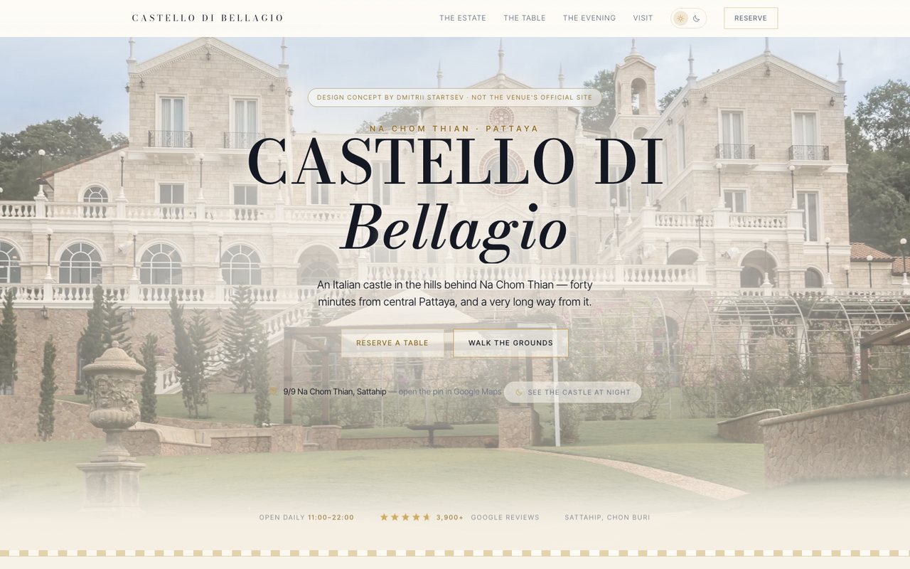 Castello Di Bellagio — restaurant website concept